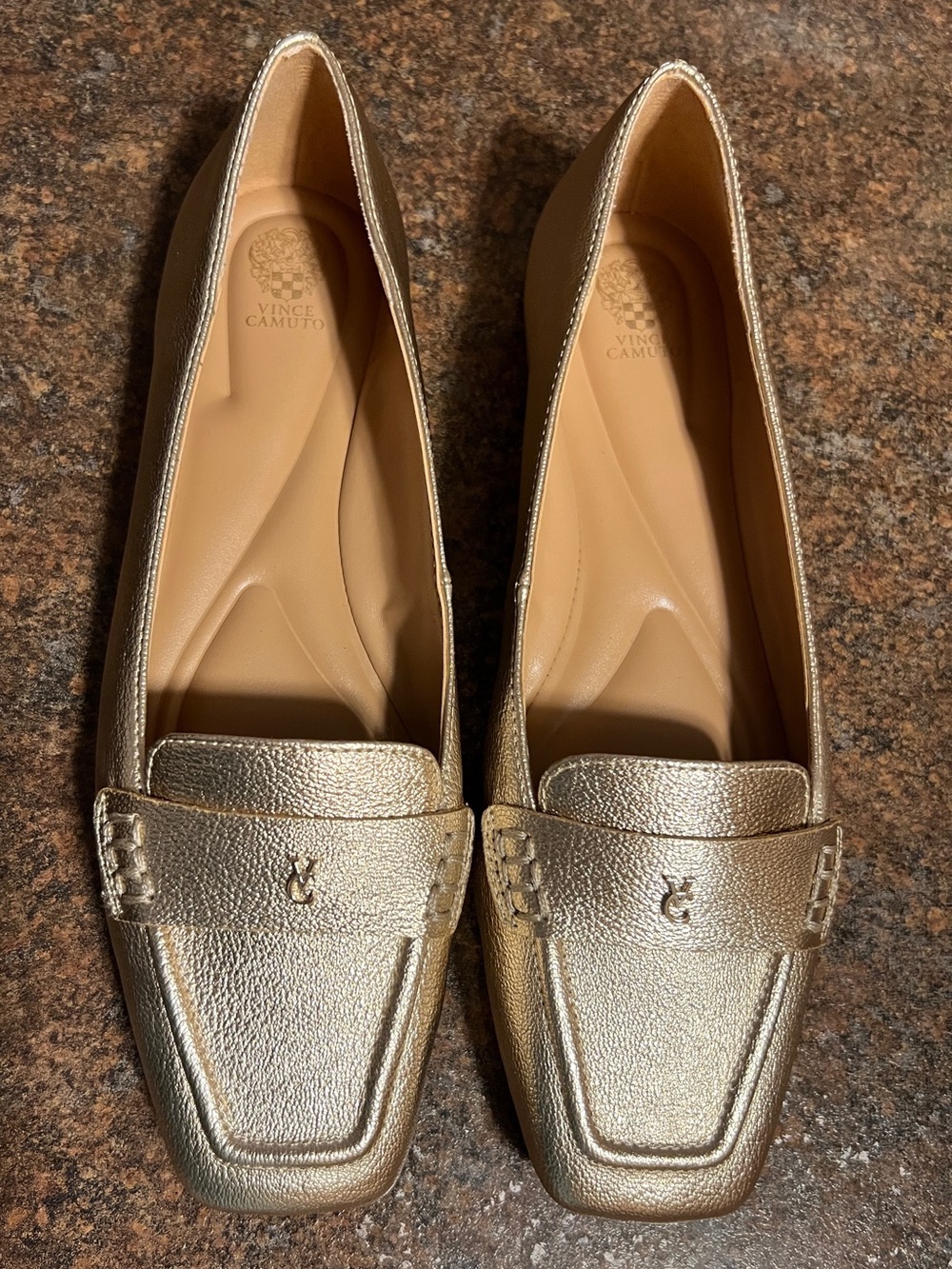 NEW Vince Camuto Women's Gold Metallic Loafer Flats